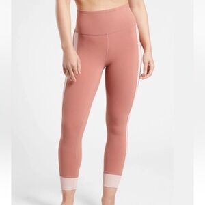 Athleta Elation Rib Trim 7/8 Tight Leggings Palermo Pink/ Orchid Pink Size Small